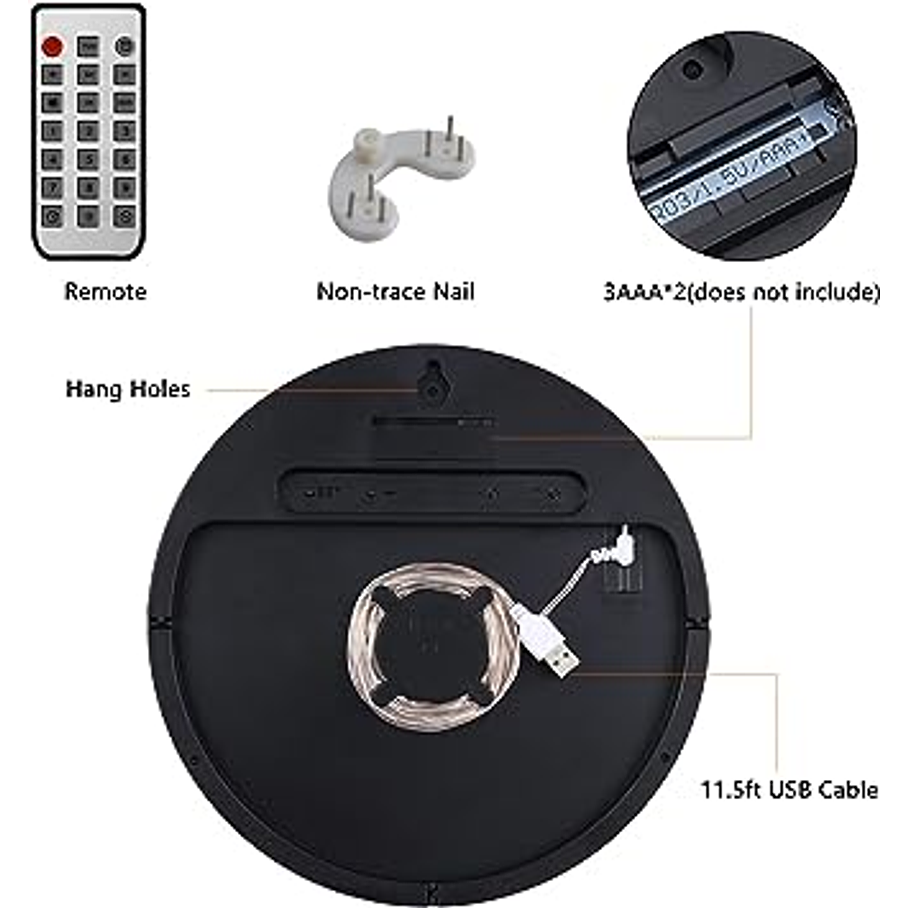 Despertador Digital con Control Remoto, 10'' Reloj de Pared LED Digital 2