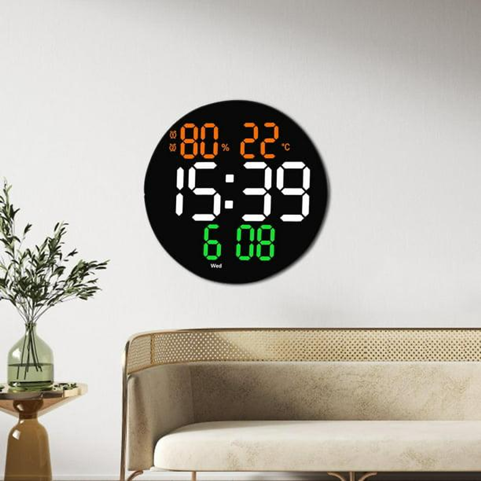 Despertador Digital con Control Remoto, 10'' Reloj de Pared LED Digital 5