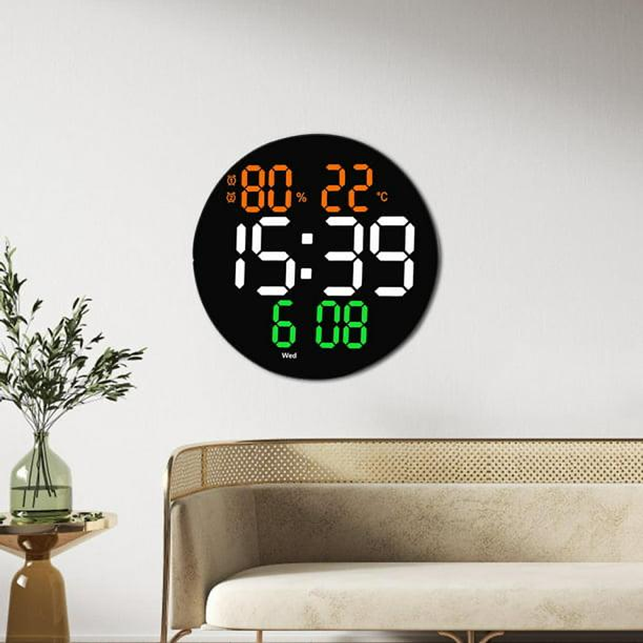 Despertador Digital con Control Remoto, 10'' Reloj de Pared LED Digital 5