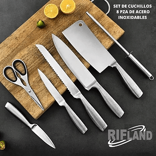 Juego de cuchillos con base 7 piezas acero inoxidable moderno