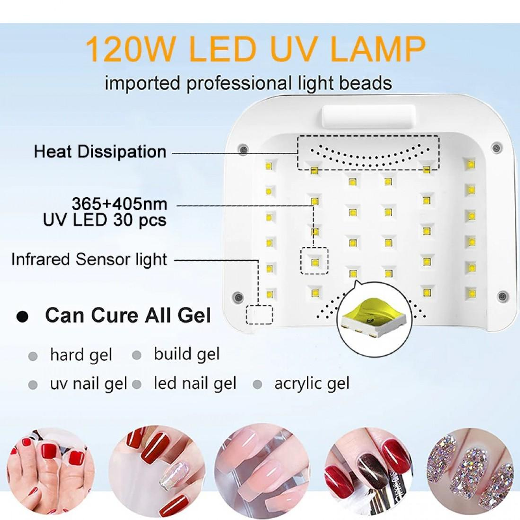 Lampara Led Uv 120W Secadora Uñas Profesional BLUEQUE  4