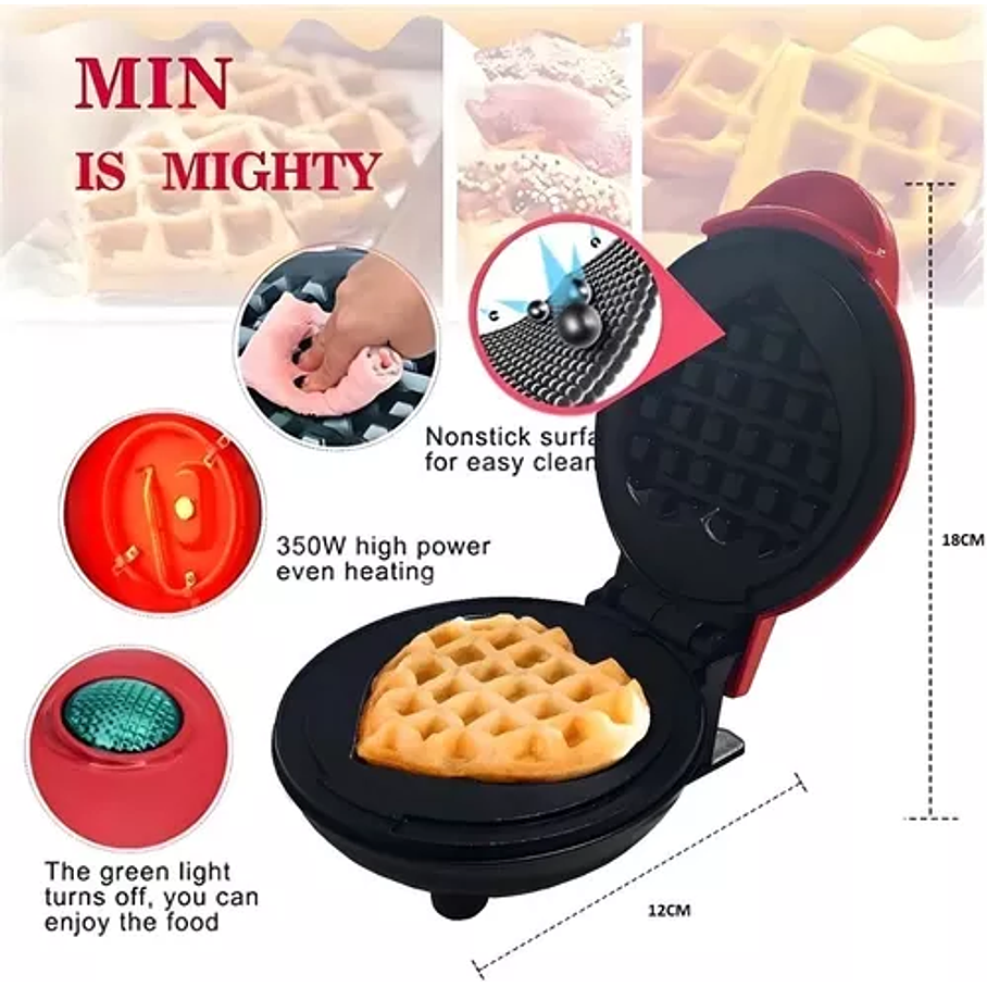 Mini Waflera Eléctrica Para Waffles En Forma De Corazon 6