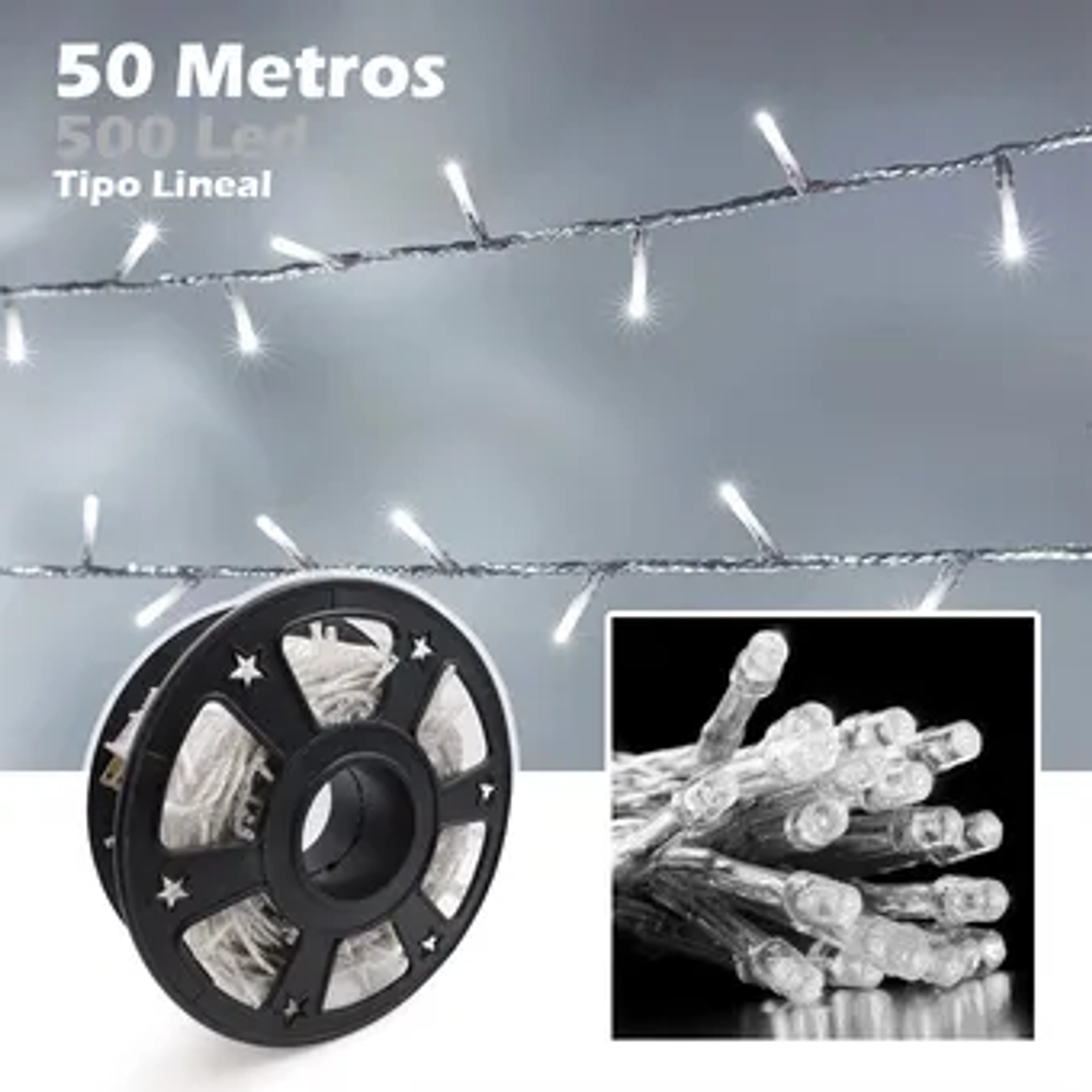 Guirnalda Led En Rollo 50 Metros Luz Calida Corriente Navidad Festejo 5