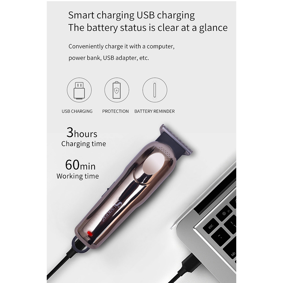 Cortadora para Hombre Profesional,Eléctrico, Dos Peines 7