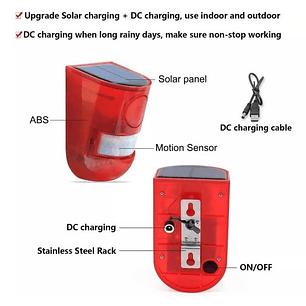 Sirena Alarma Con Sensor De Movimiento Y Luz Solar.
