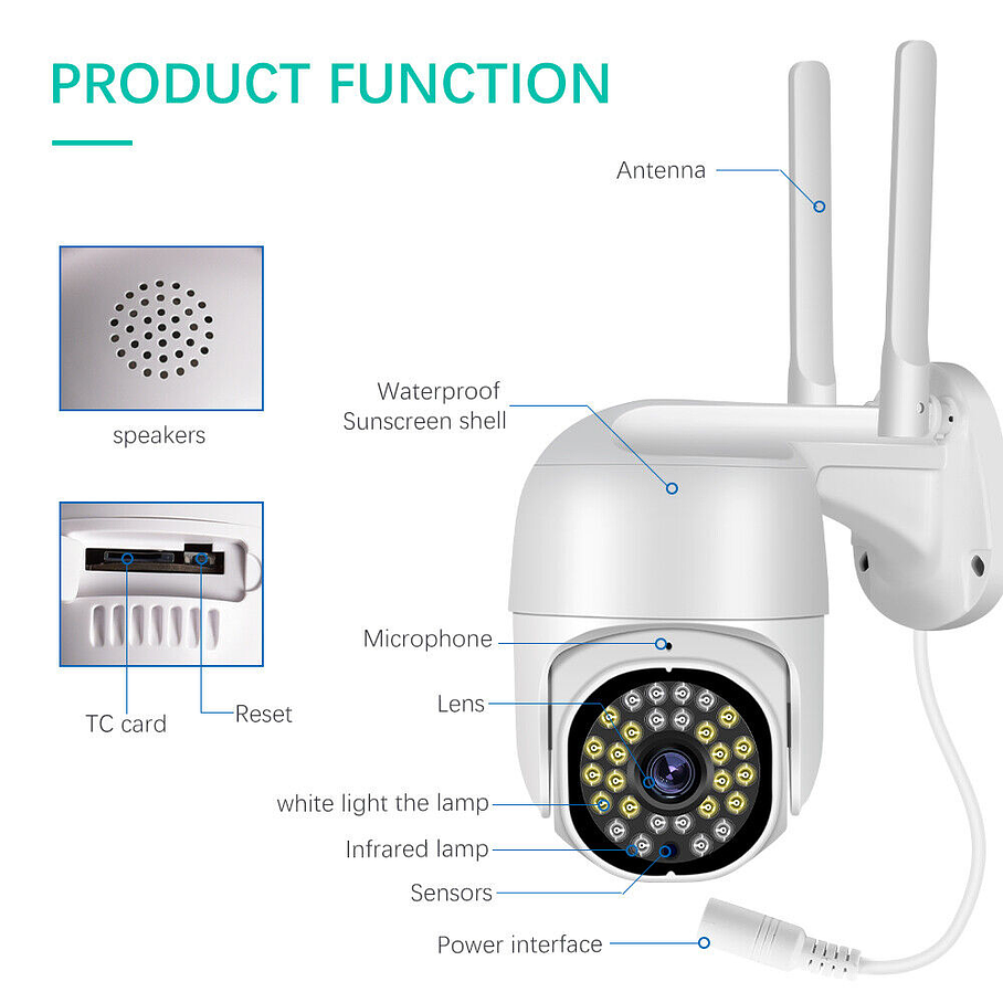Cámara IP Exterior Wifi Inalámbrica Para Exteriores  4