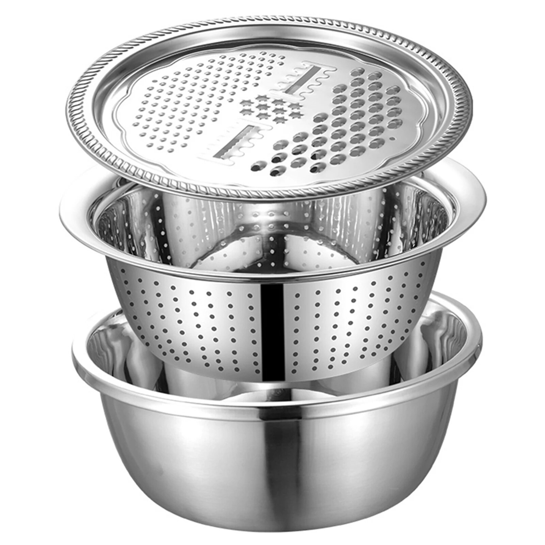 Lavabo Multifuncional de Acero Inoxidable con Rallador, Cesta de Drenaje 3 en 1 1