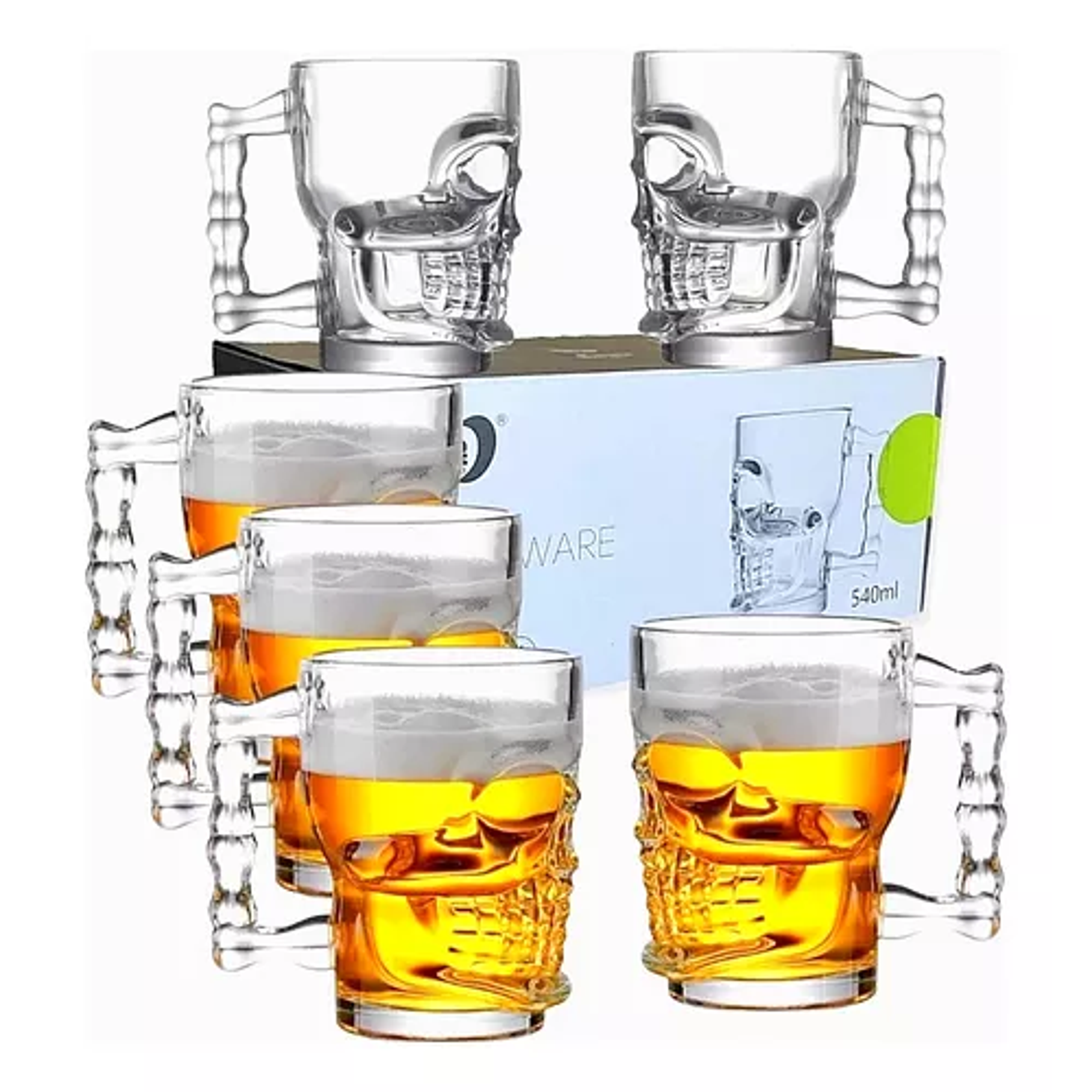 Vasos Cerveceros  Calavera 530 Cc Set 6 6