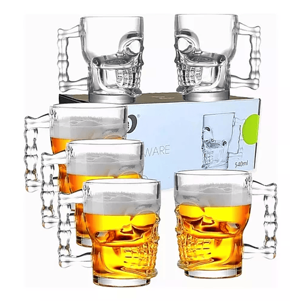 Vasos Cerveceros  Calavera 530 Cc Set 6 6