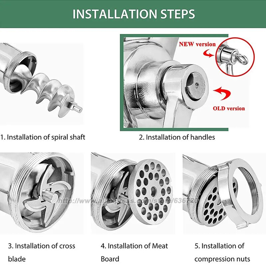 Picadora de Carne y Pasta Procesador de Alimentos Manual 3