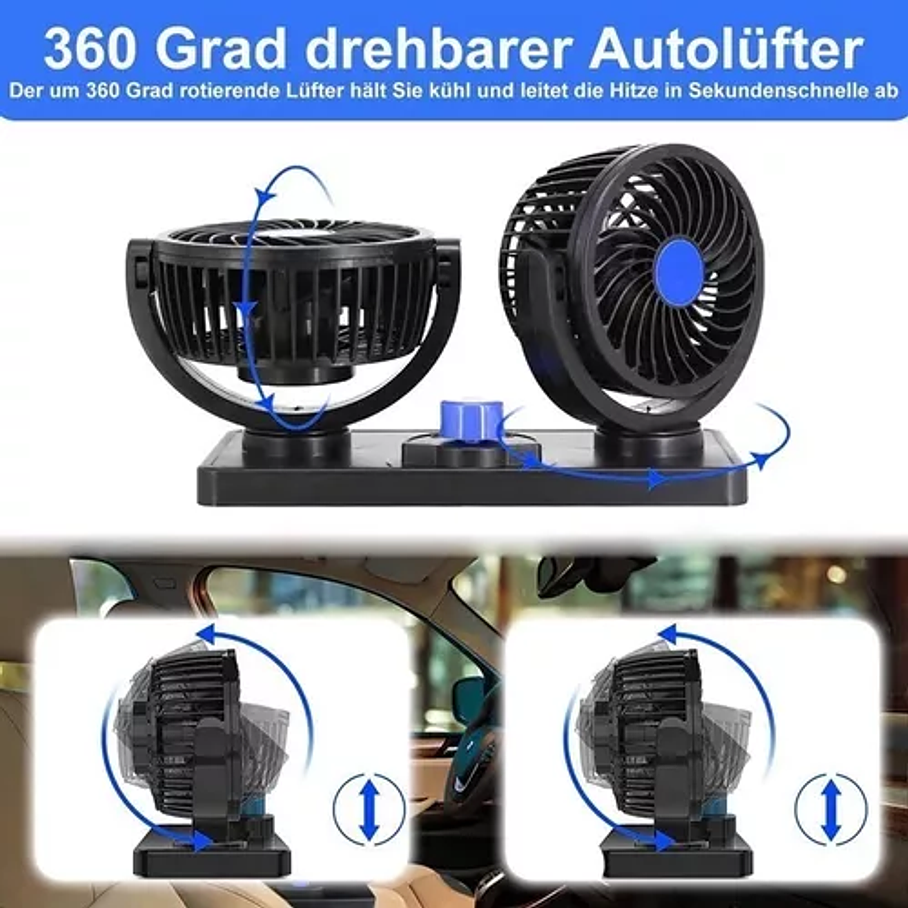 Ventilador De Automóvil Doble Turbo 12v 360º 2 Velocidades 3