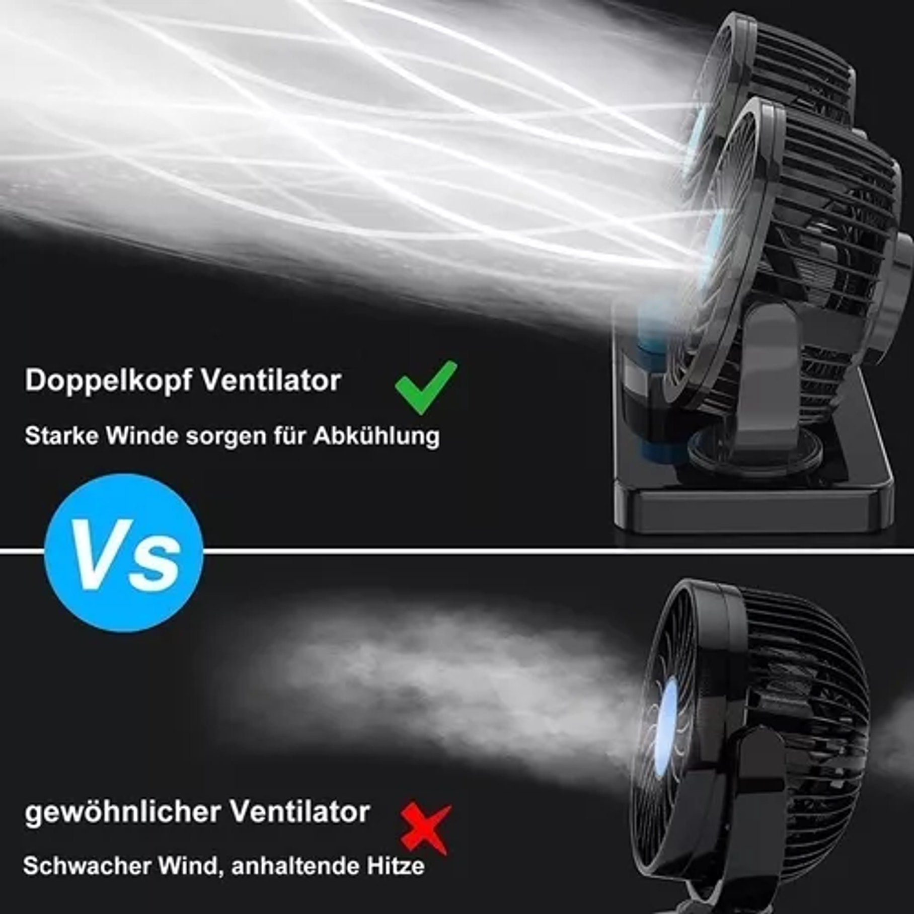 Ventilador De Automóvil Doble Turbo 12v 360º 2 Velocidades 4