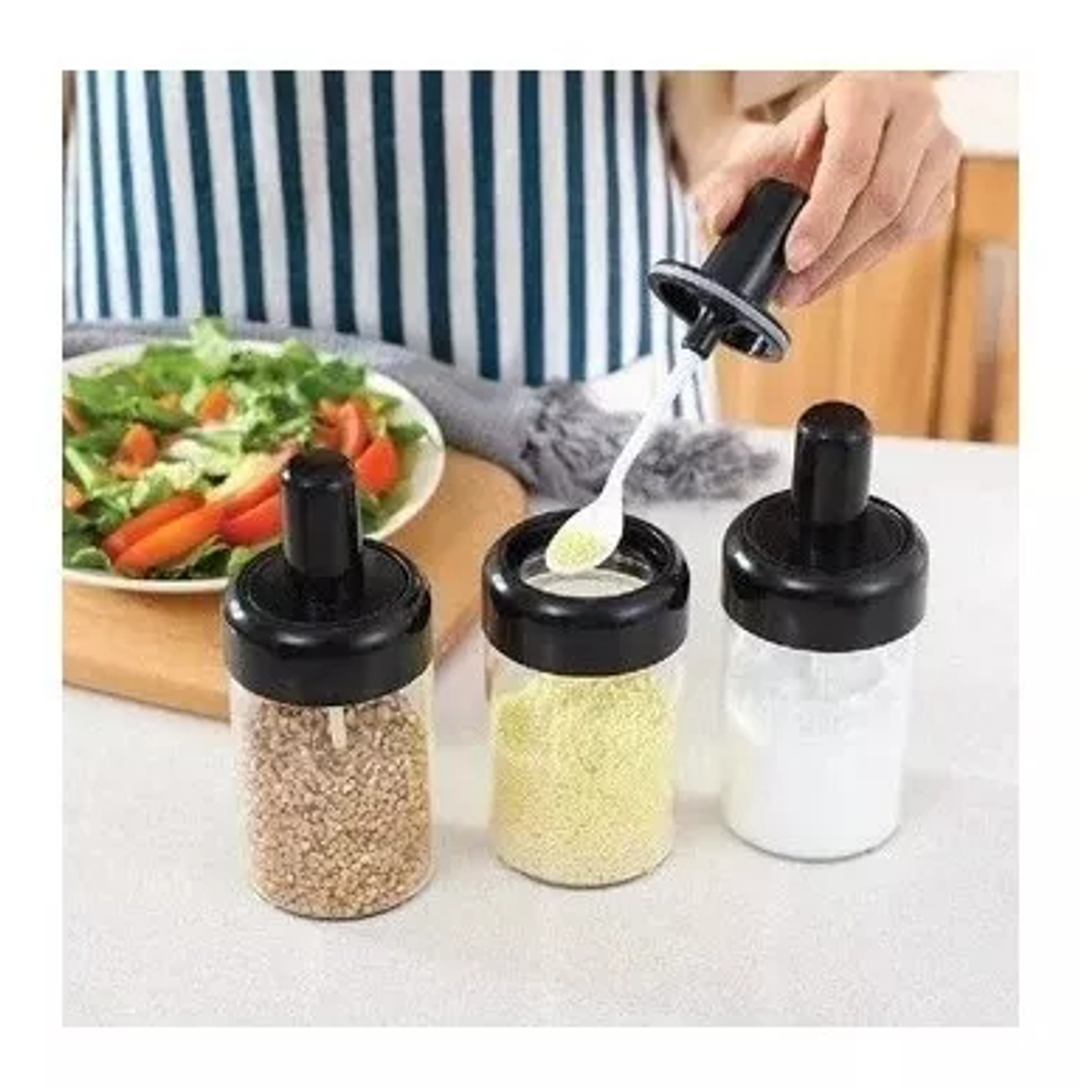 Set 6 Especieros Condimento Giratorio 360 Dosificador Cocina 3