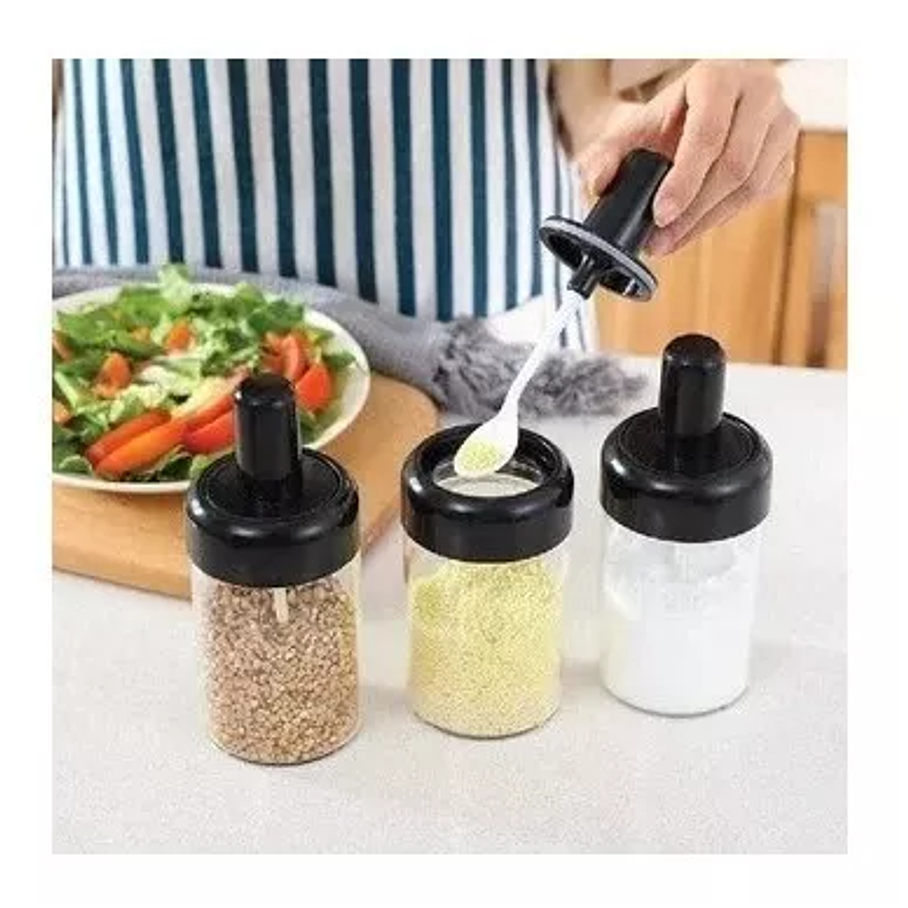 Set 6 Especieros Condimento Giratorio 360 Dosificador Cocina 3