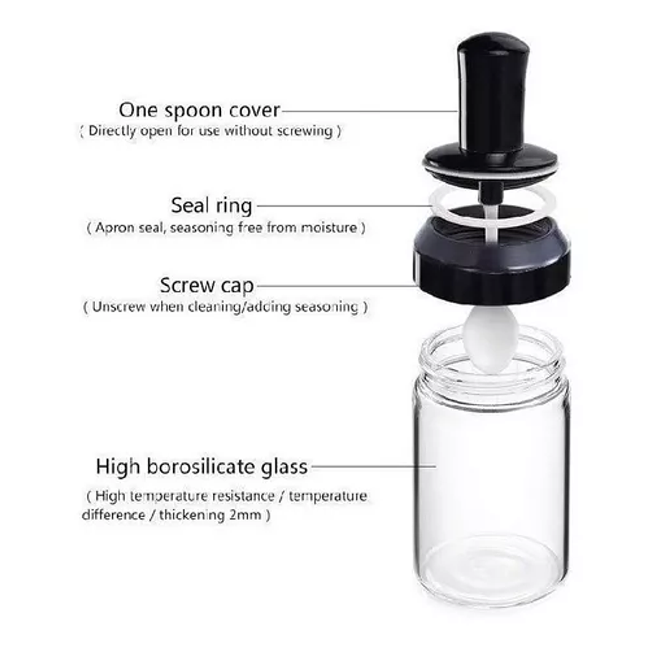 Set 6 Especieros Condimento Giratorio 360 Dosificador Cocina 6