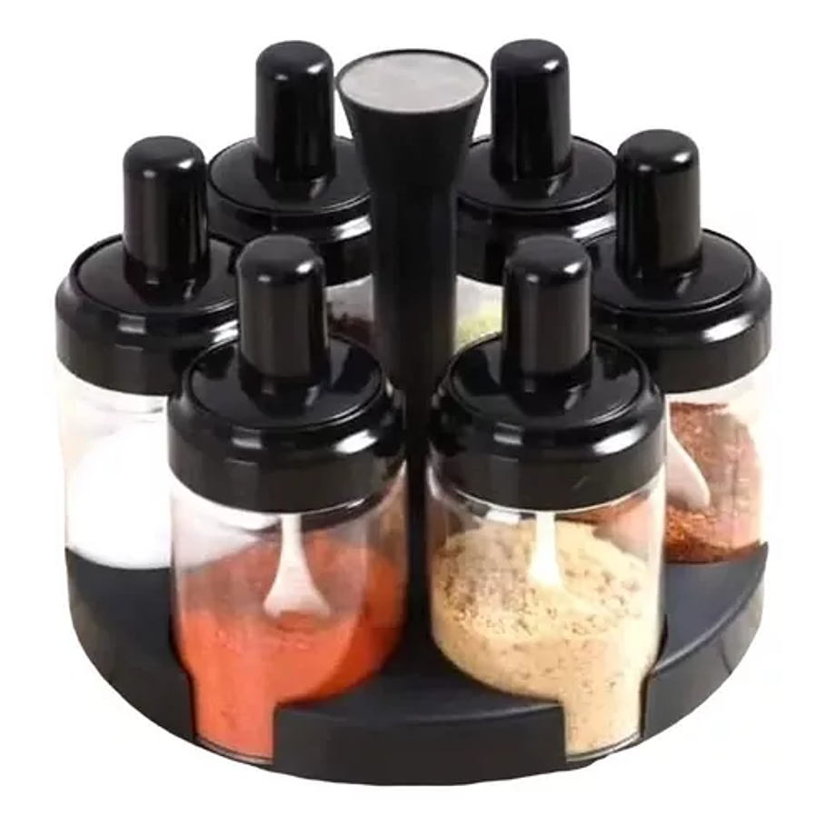 Set 6 Especieros Condimento Giratorio 360 Dosificador Cocina 1