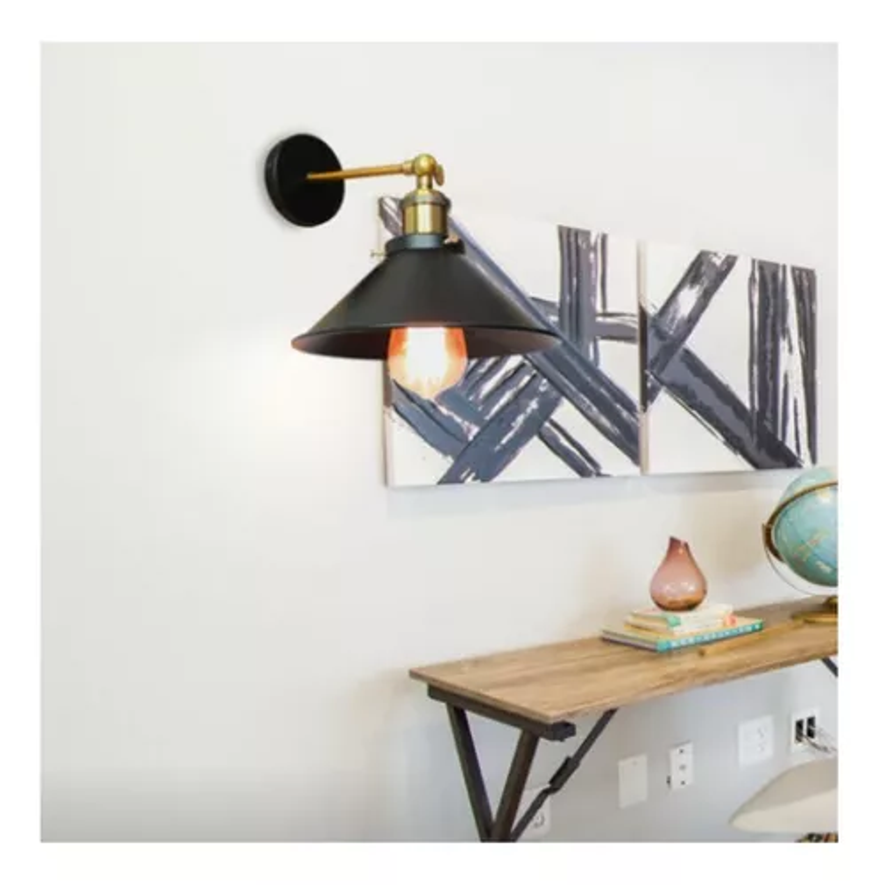 Lámpara Aplique Led Muro Tipo Bronce E27 Pantalla Vintage 4