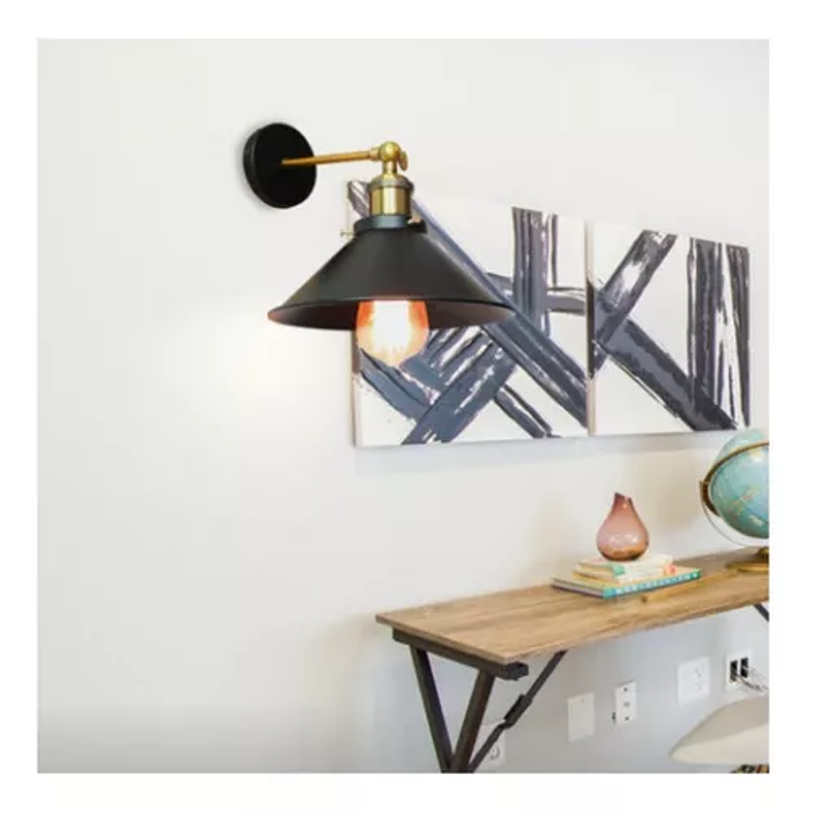 Lámpara Aplique Led Muro Tipo Bronce E27 Pantalla Vintage 4