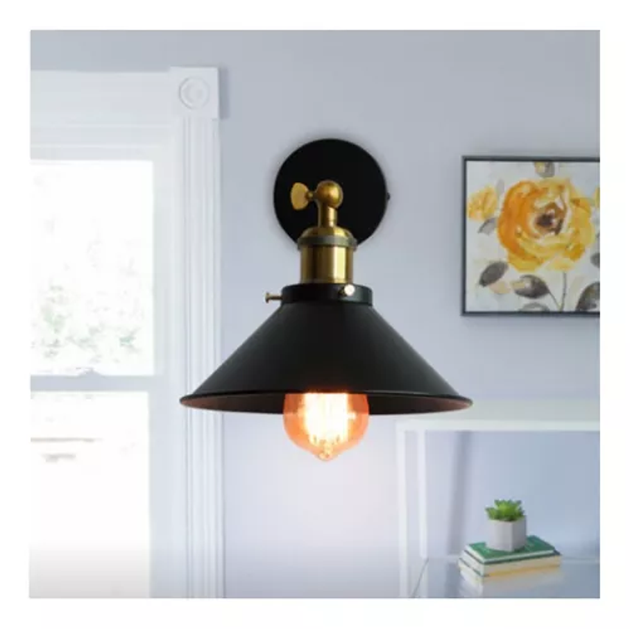 Lámpara Aplique Led Muro Tipo Bronce E27 Pantalla Vintage 5