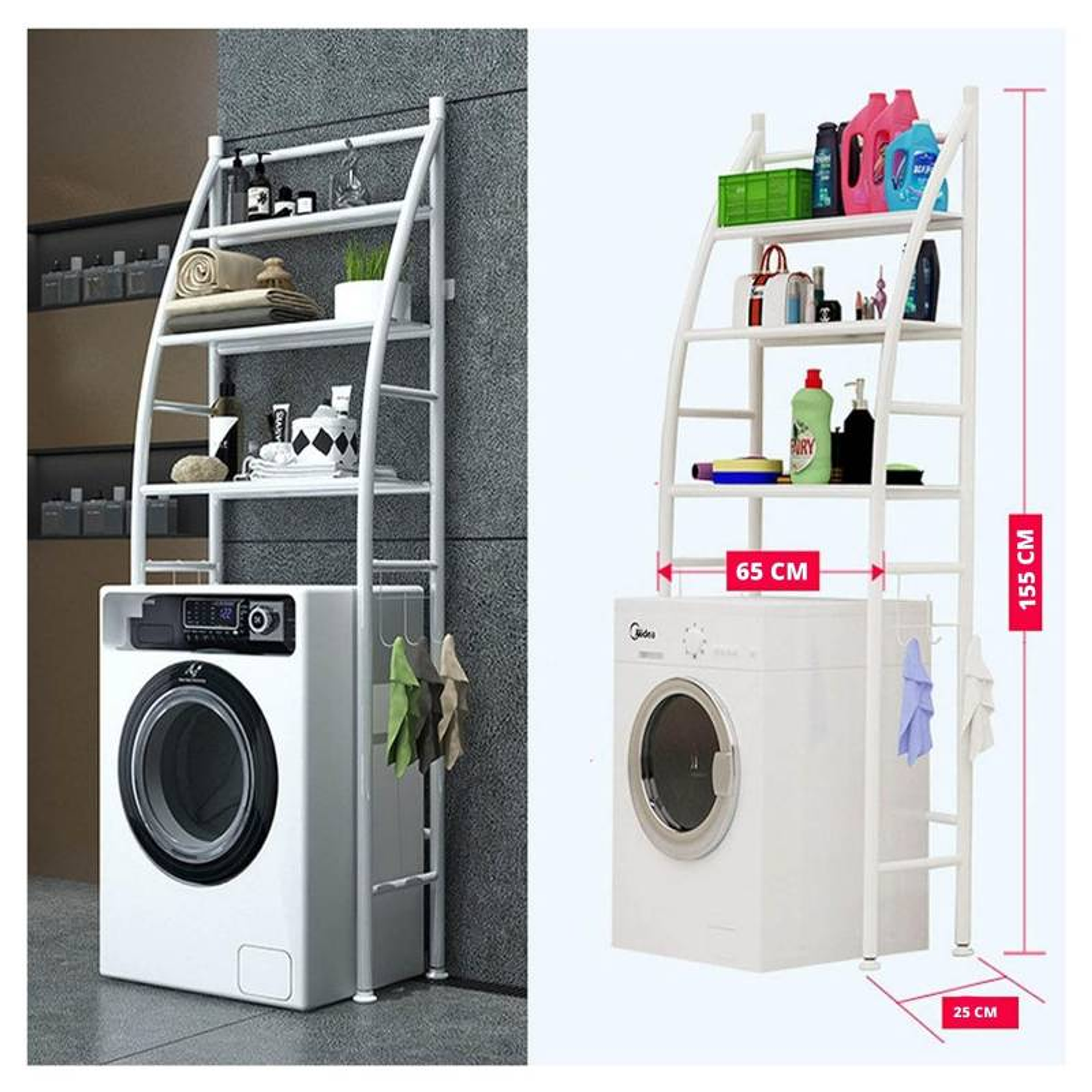 Organizador Repisa Estante Lavadora Baño Metálico Rack Color Blanco 5