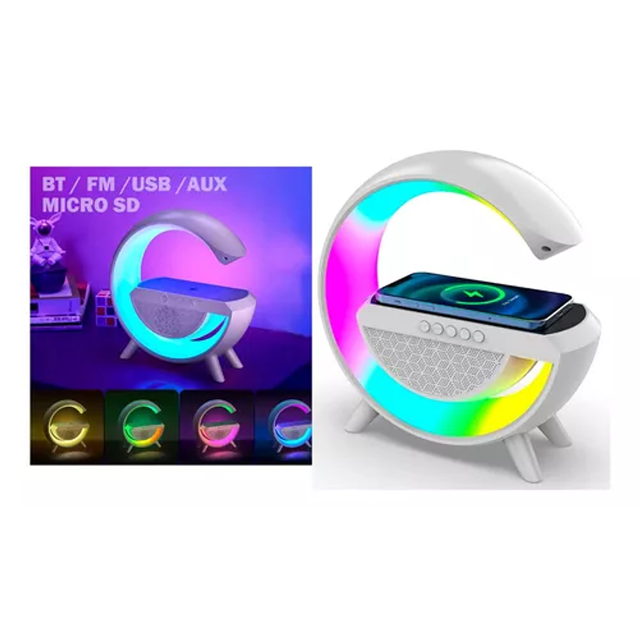 Cargador Inalambrico Parlante Bluetooth Lampara Usb Radio 4