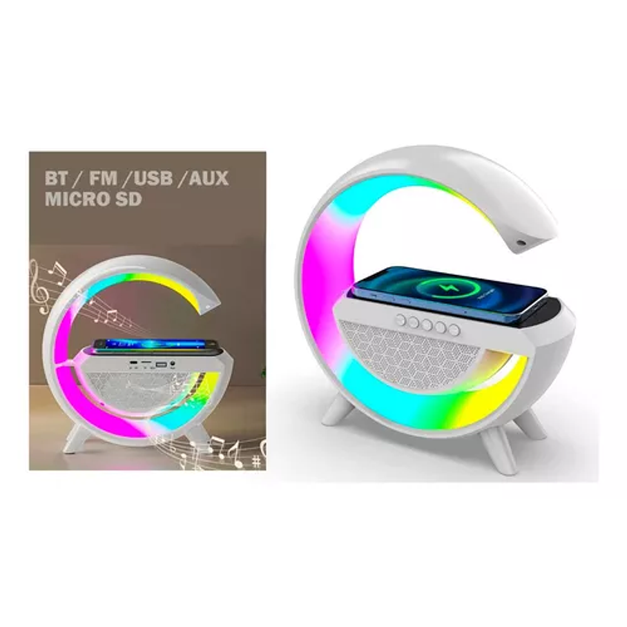 Cargador Inalambrico Parlante Bluetooth Lampara Usb Radio 2