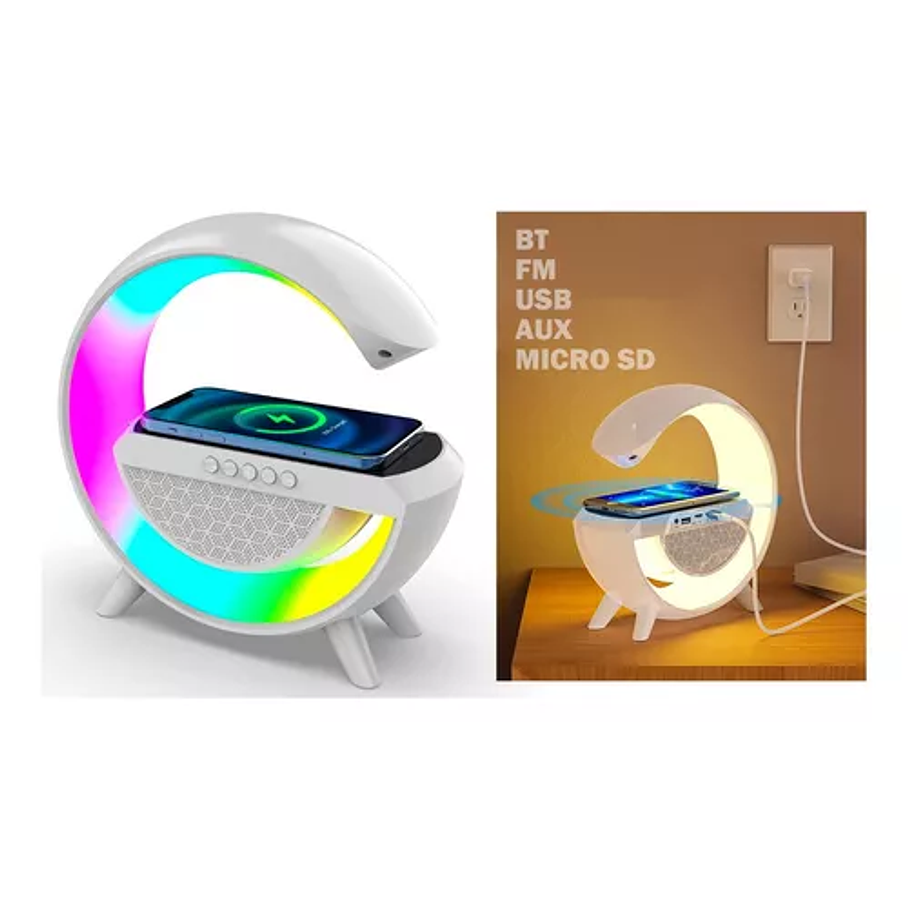 Cargador Inalambrico Parlante Bluetooth Lampara Usb Radio 6