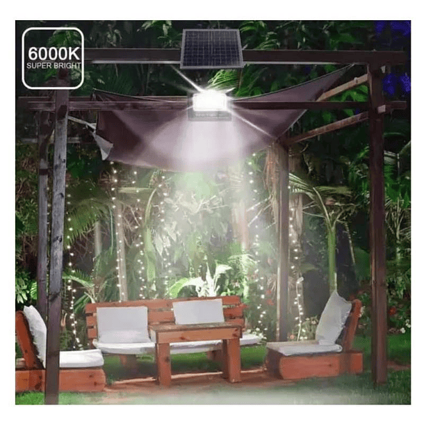 Foco Led Proyector Con Panel Solar 100w Control Remoto 6