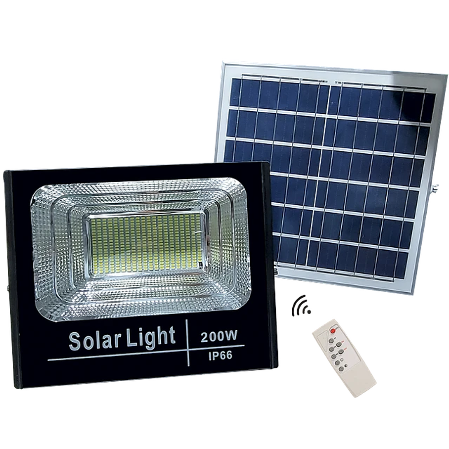 Foco Led Proyector Con Panel Solar 200w Control Remoto 3