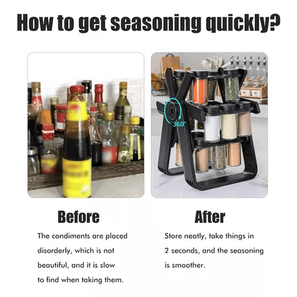 Juego De Botellas De Condimentos Con Rejilla Giratoria De 36 3