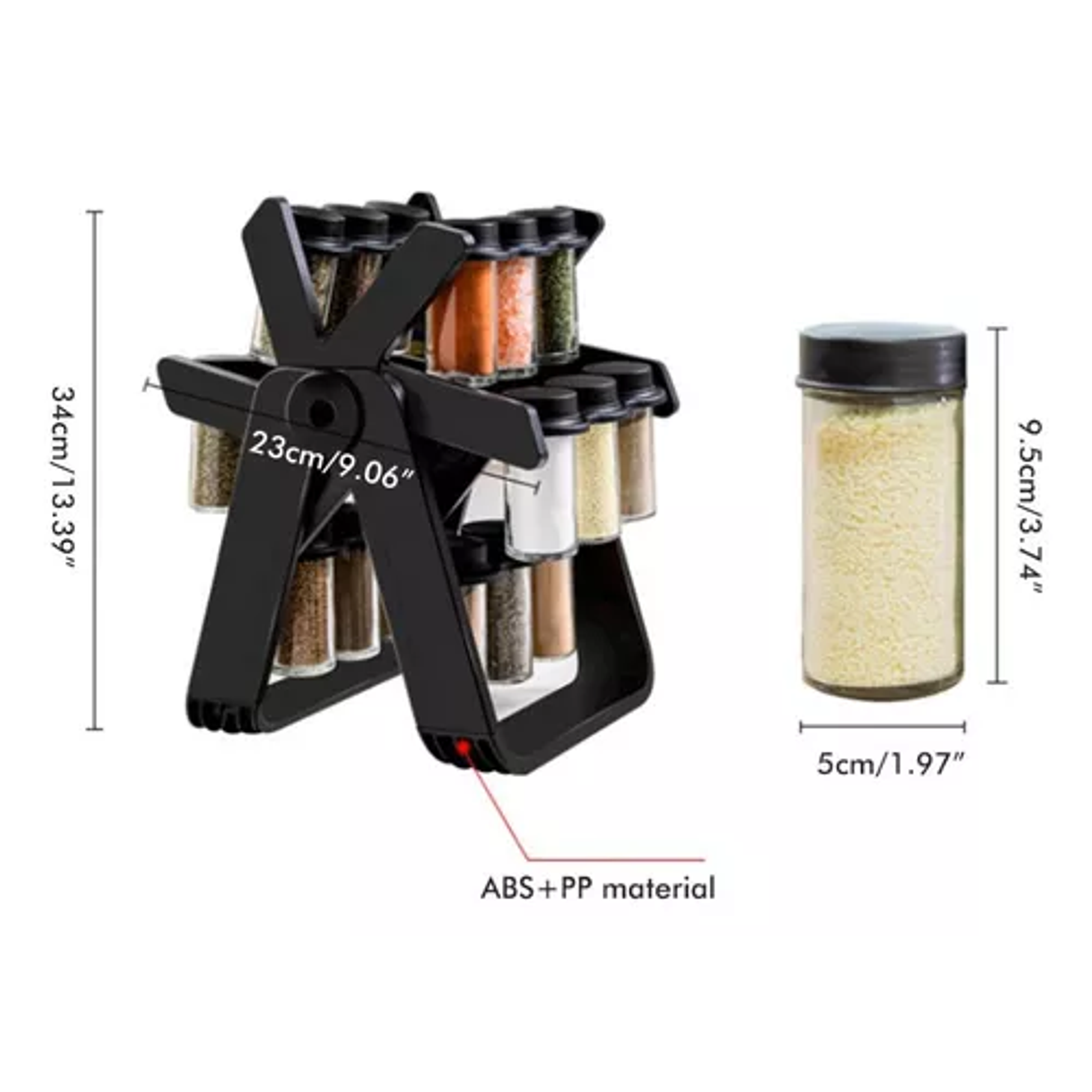 Juego De Botellas De Condimentos Con Rejilla Giratoria De 36 6