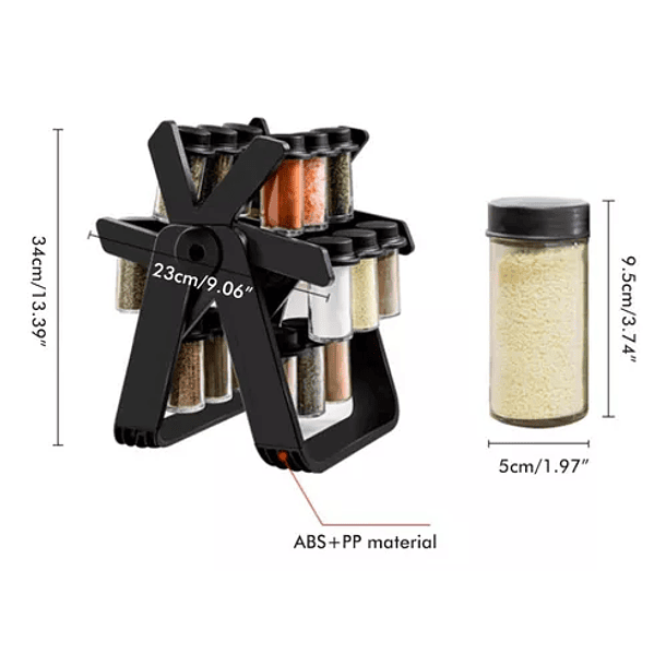 Juego De Botellas De Condimentos Con Rejilla Giratoria De 36 6