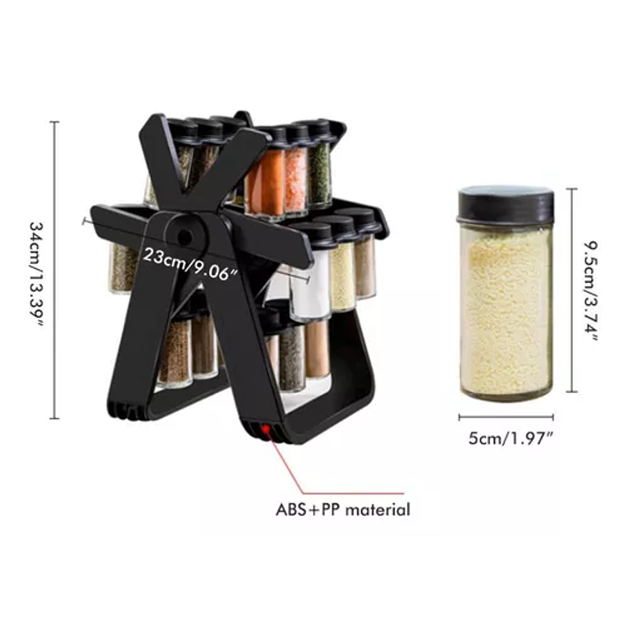 Juego De Botellas De Condimentos Con Rejilla Giratoria De 36 6