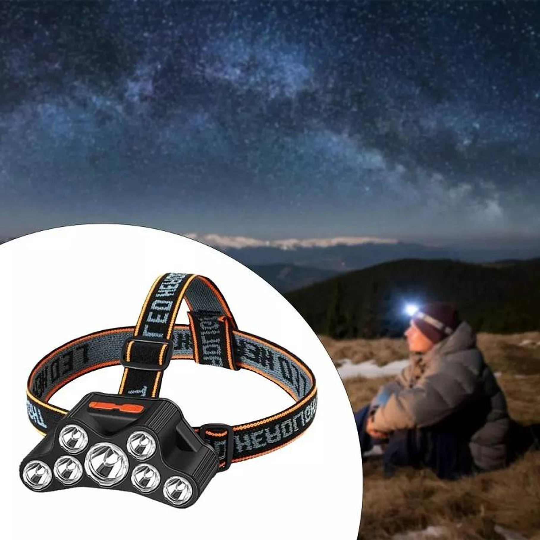 Linterna Frontal 7 Led Impermeable Recargable Por Usb Luz 2