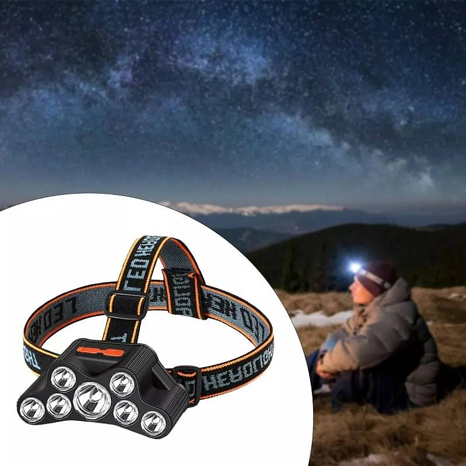 Linterna Frontal 7 Led Impermeable Recargable Por Usb Luz 2