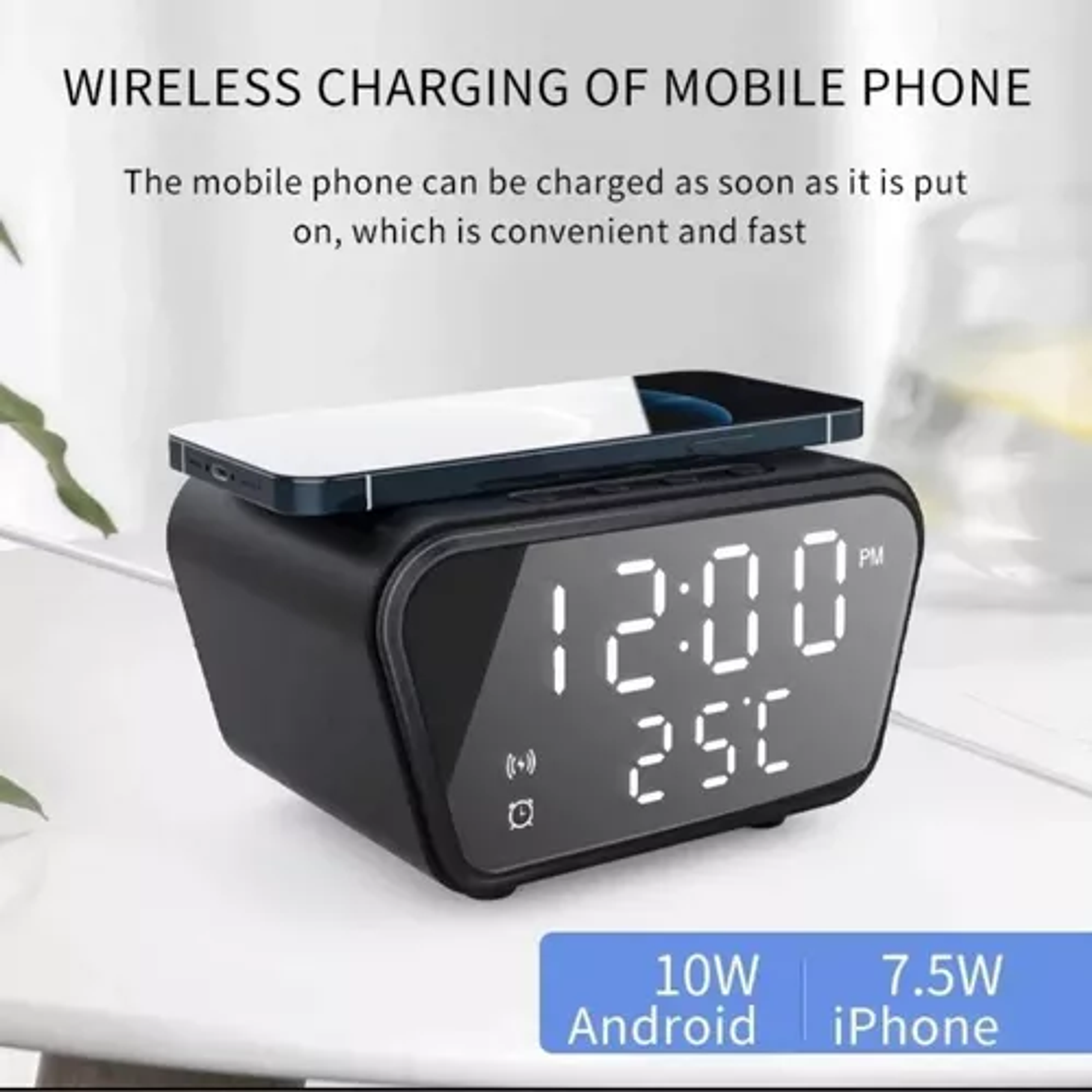 Reloj Despertador Con Cargador Inalámbrico Y Termometro 3