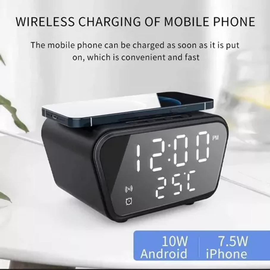 Reloj Despertador Con Cargador Inalámbrico Y Termometro 3