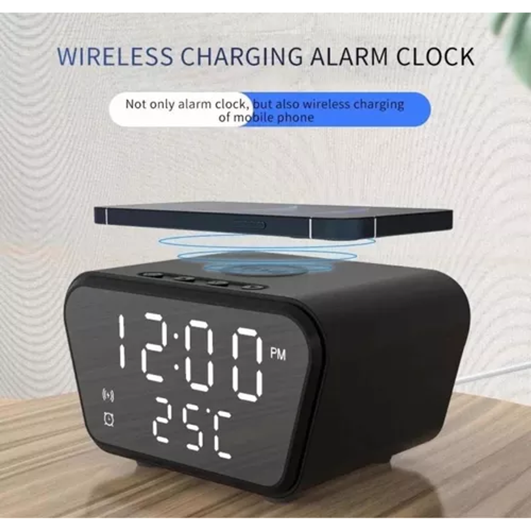 Reloj Despertador Con Cargador Inalámbrico Y Termometro 5