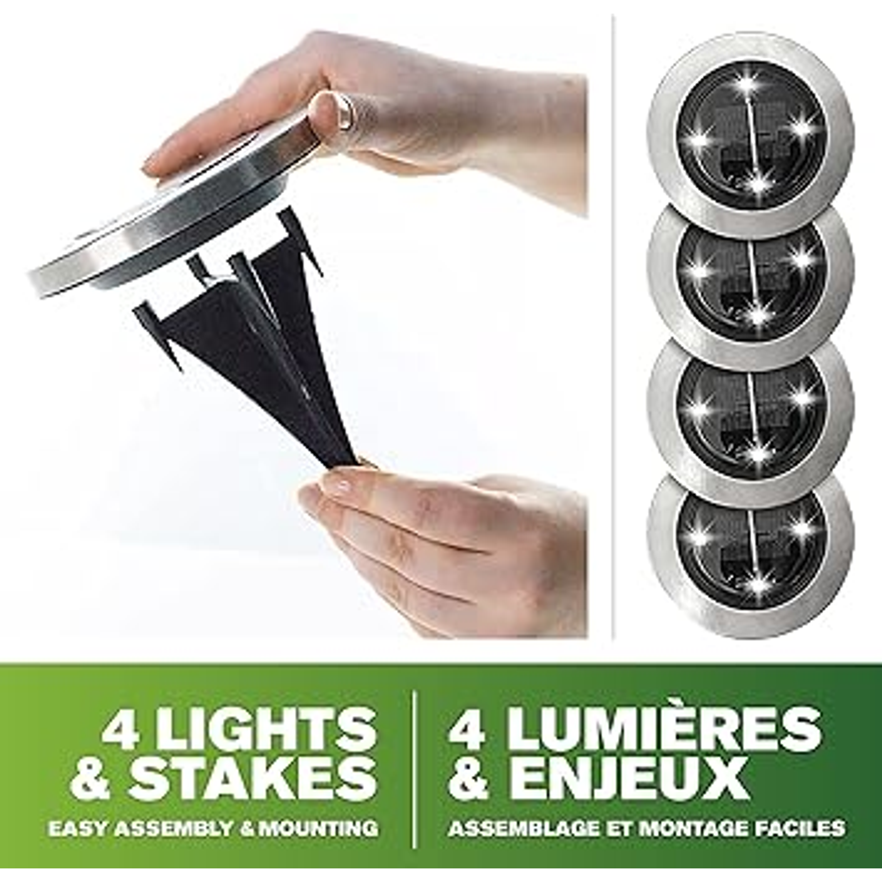 Luces Solares de Piso Luz LED Con Estancada Pack 4u 2