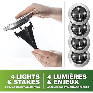 Luces Solares de Piso Luz LED Con Estancada Pack 4u