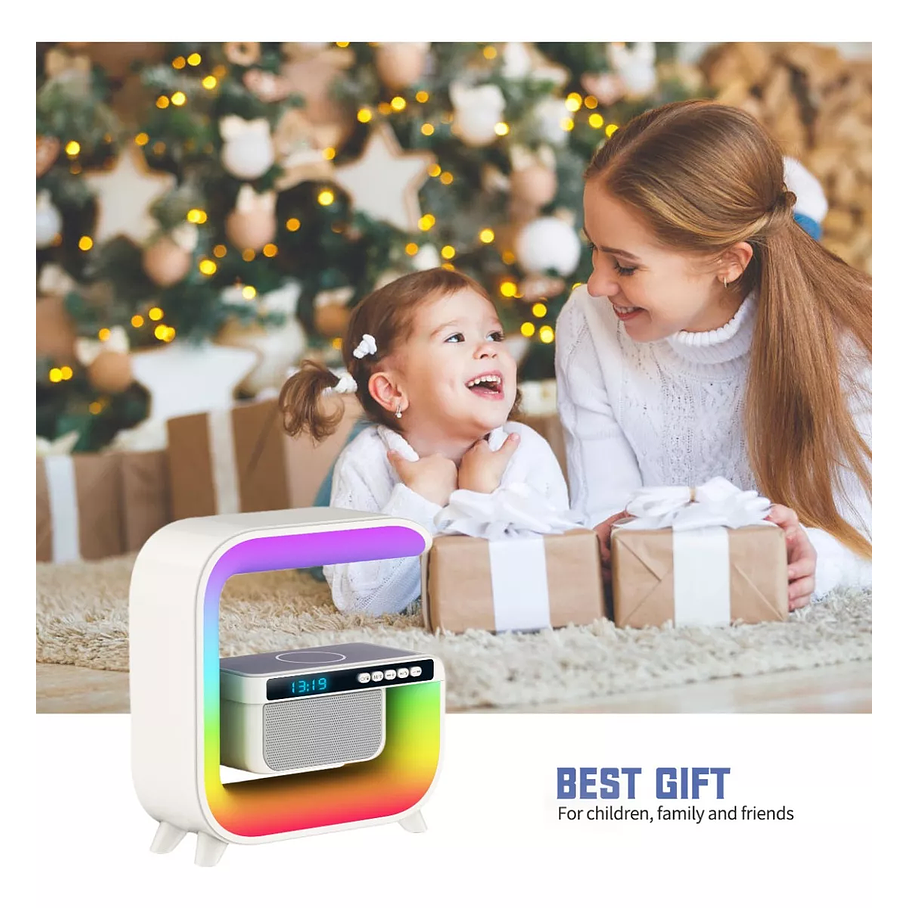 Parlante Bluetooth Con Cargador Inalámbrico Y Rgb Luces Music 5