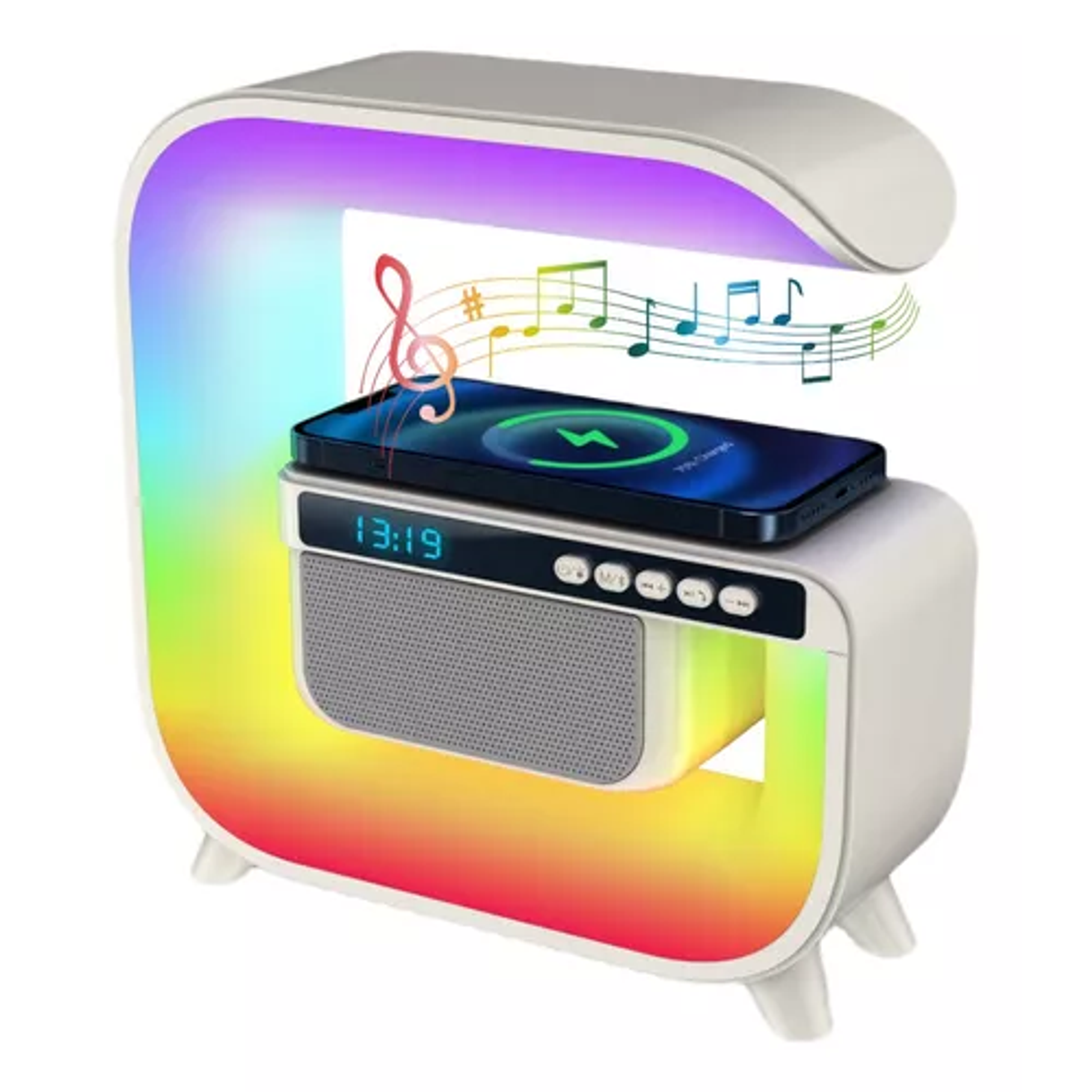 Parlante Bluetooth Con Cargador Inalámbrico Y Rgb Luces Music 1