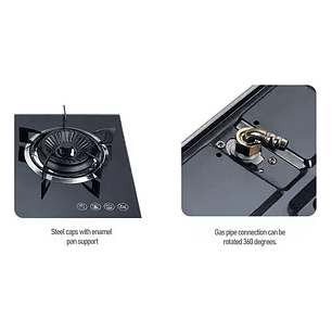 Encimera A Gas 2 Platos Cocina Tope De Vidrio Con Chispero Color Negro