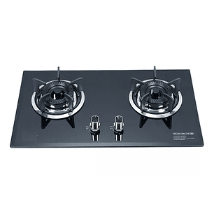 Encimera A Gas 2 Platos Cocina Tope De Vidrio Con Chispero Color Negro