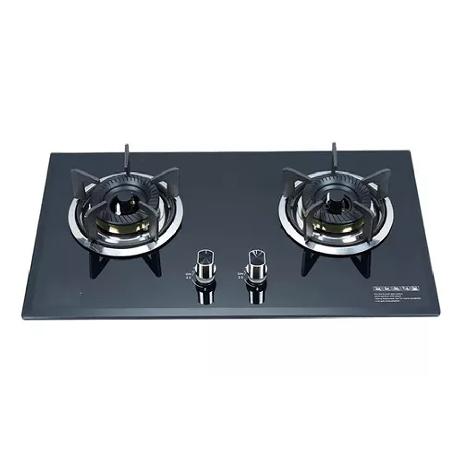 Encimera A Gas 2 Platos Cocina Tope De Vidrio Con Chispero Color Negro 1
