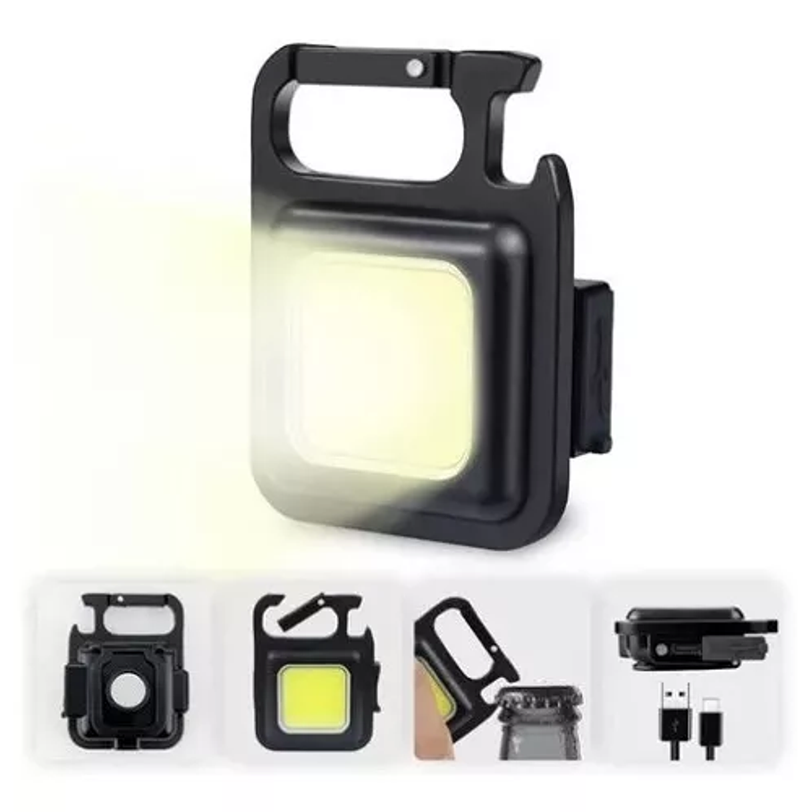Linterna Led Cob Llavero Gancho Portátil Recargable Potente 1
