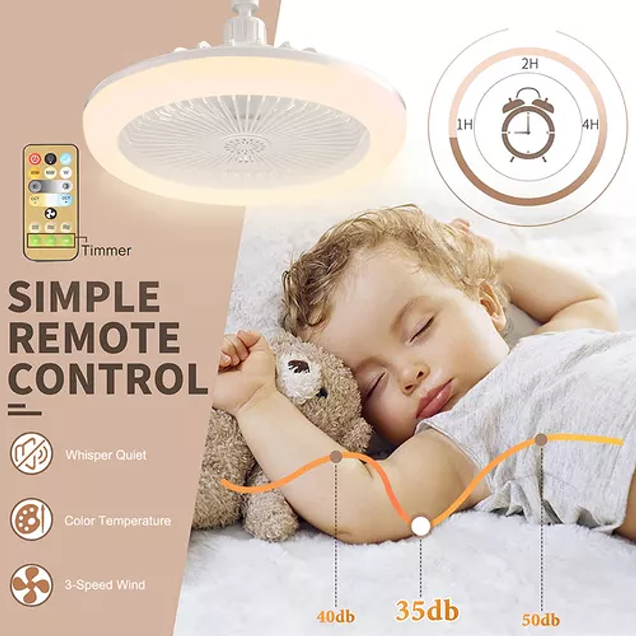 Ventiladores De Techo Led Con Control Remoto De Luz Soquete Movible  4