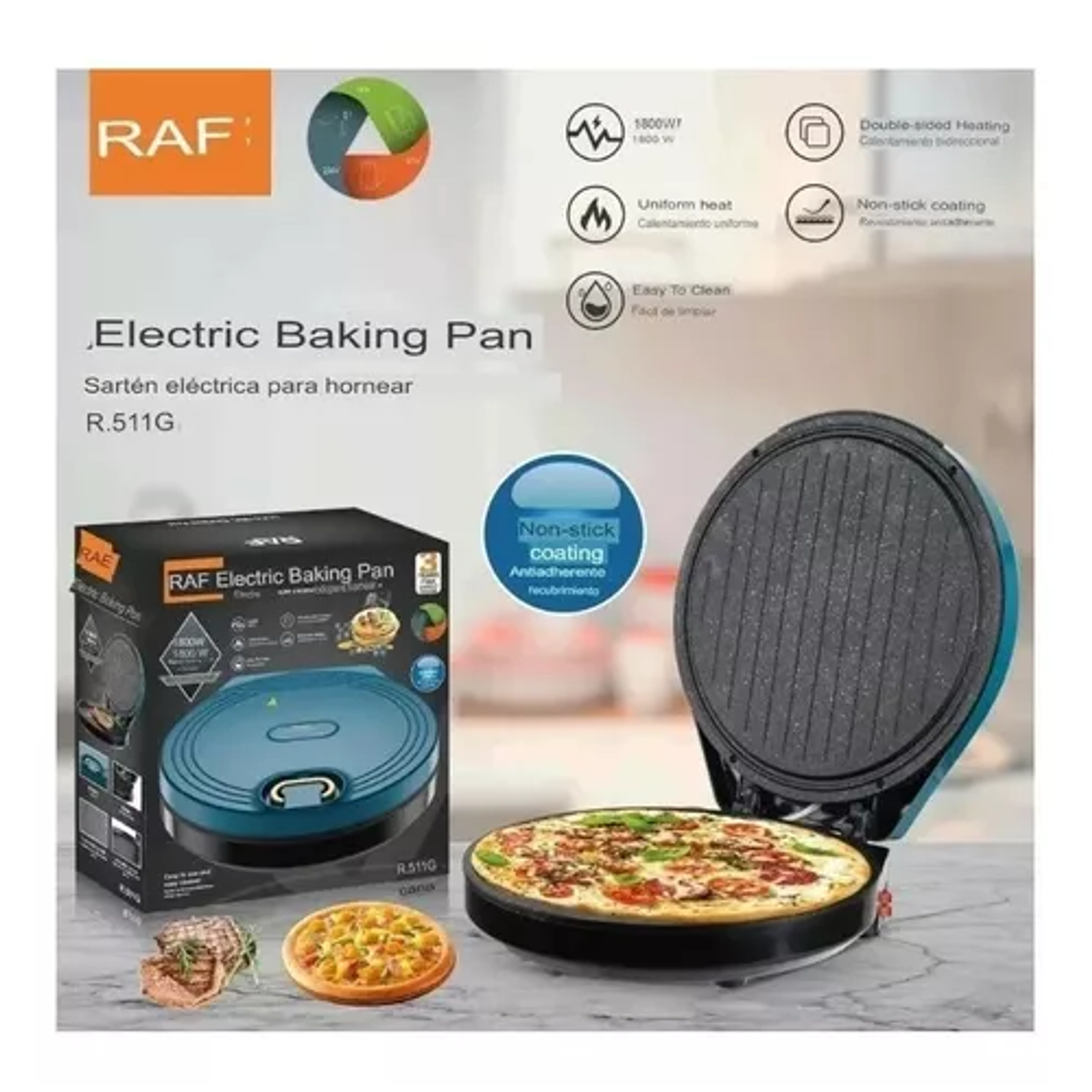 Horno Sarten Doble Electrico Multiuso Pizza Panquequera Pan 6