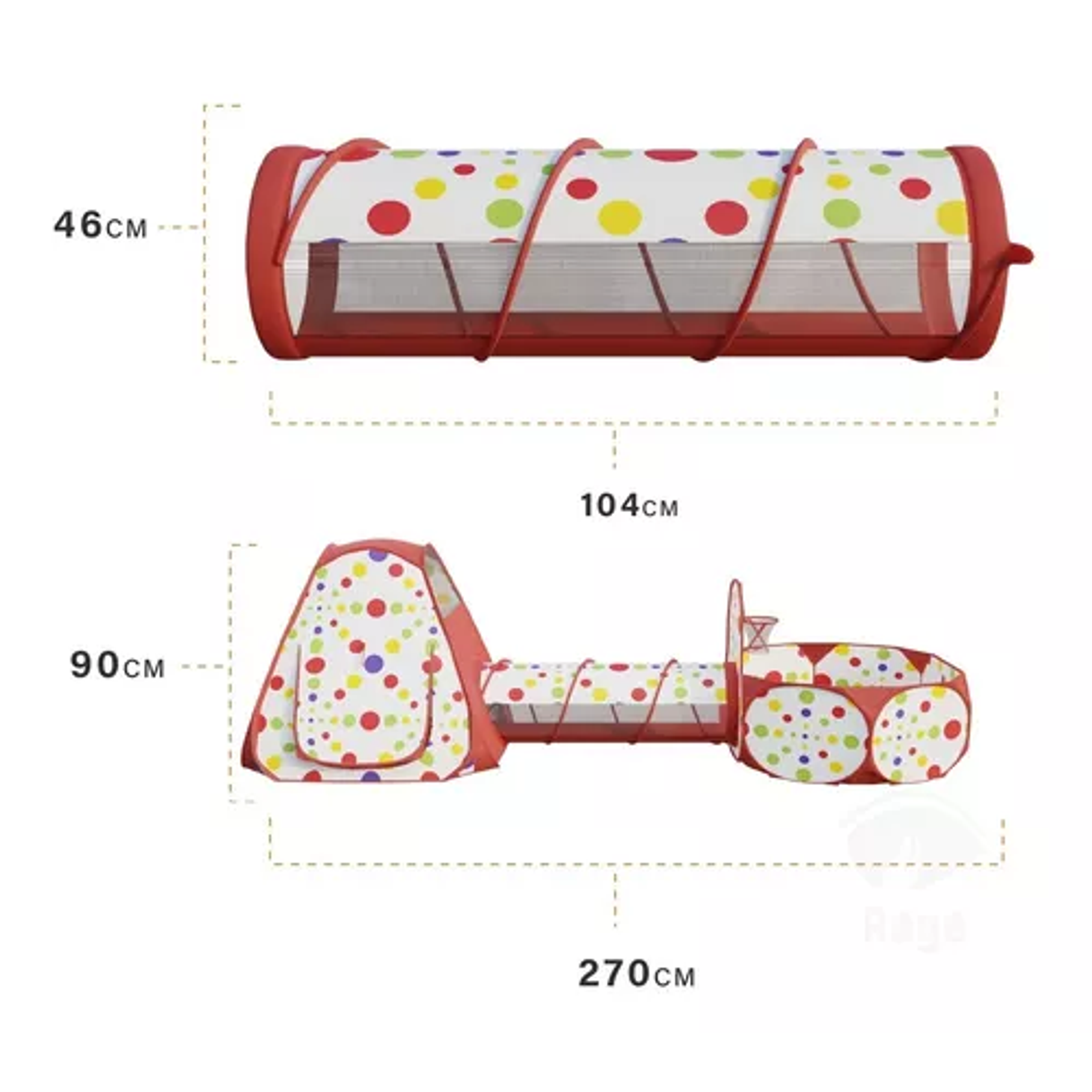 Carpa Piscina para Pelotas Plegable Para Niños Rojo 4
