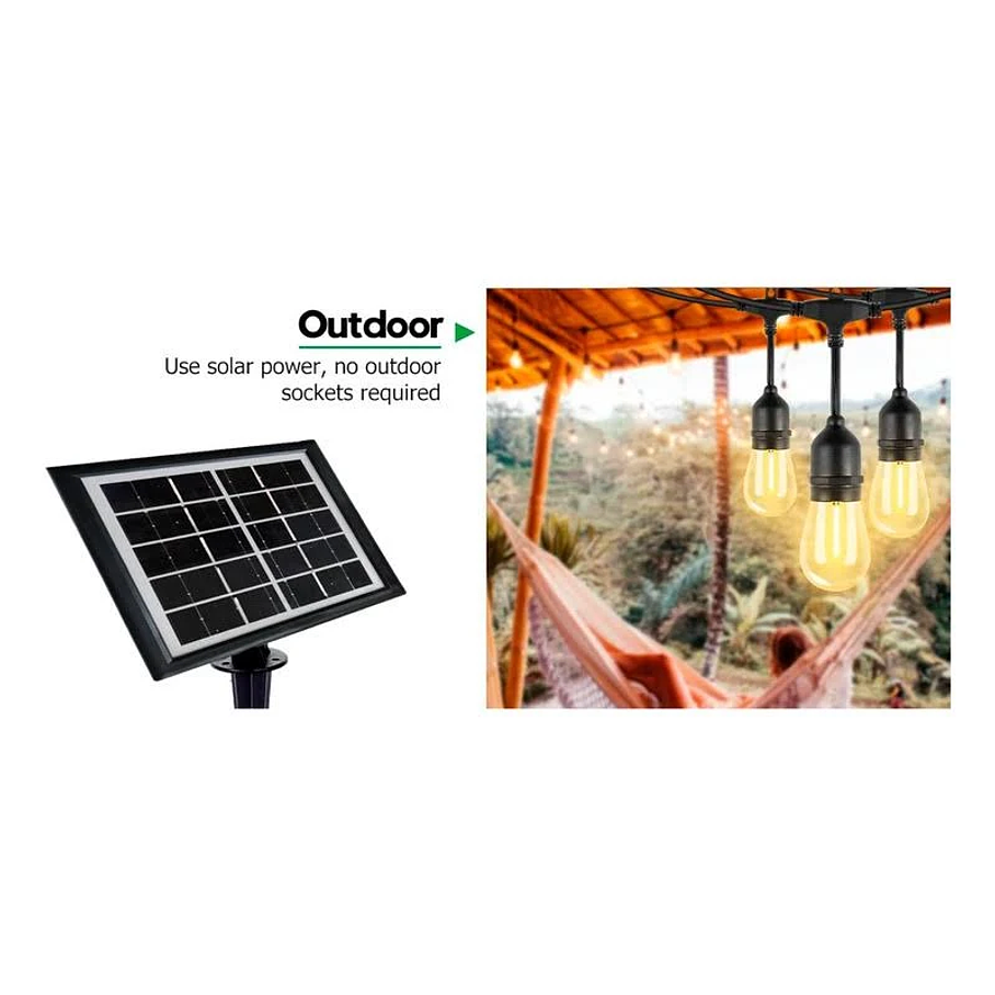 Guirnalda Panel Solar Con 10 Ampolletas Led 10 Metros Luces  3